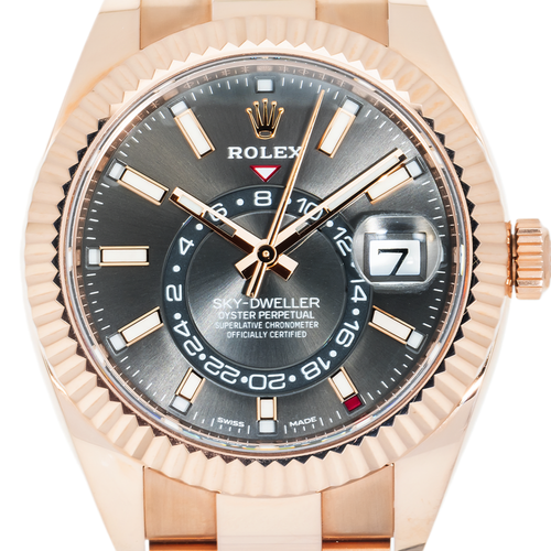 18k Everose Gold Sky-Dweller 42mm, 326935 Rhodium Dial and Oyster Bracelet