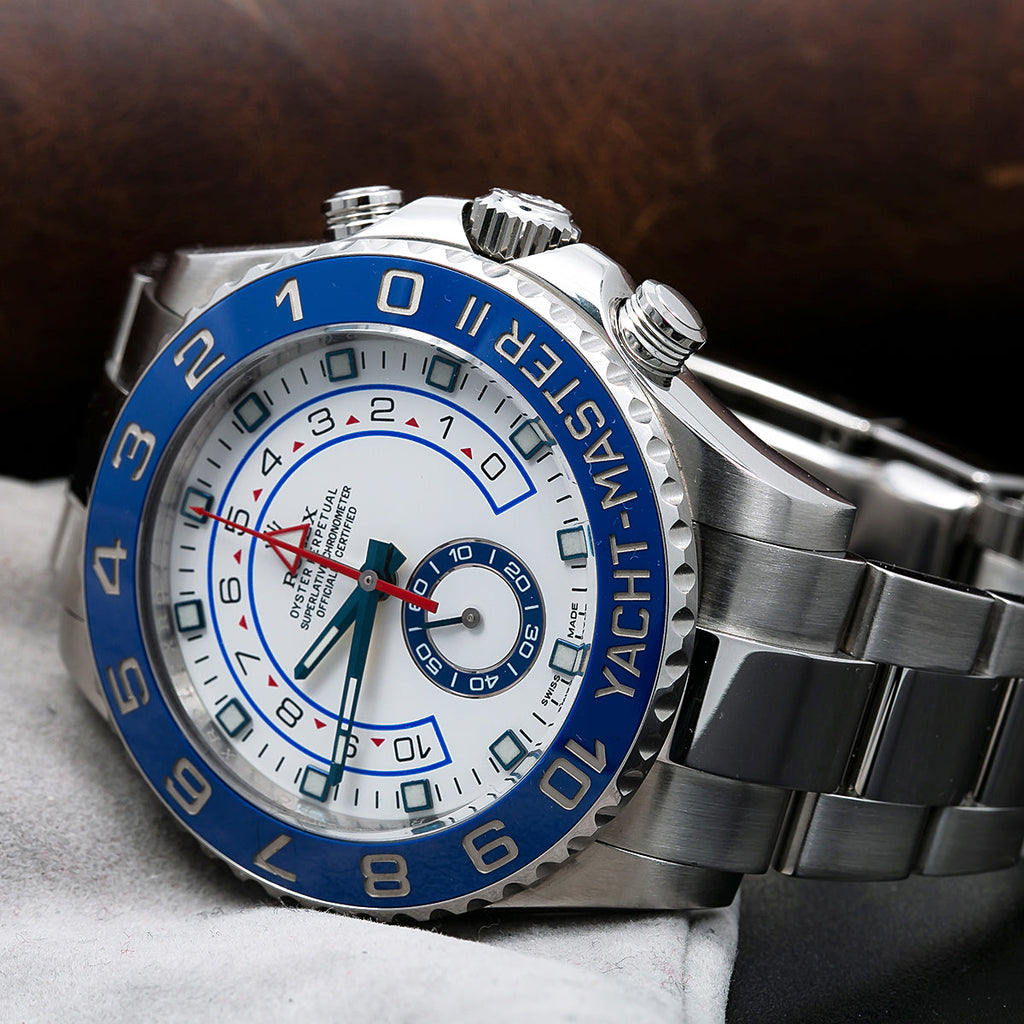 Rolex Yacht-Master II 116680 44MM White Dial Blue Hands With Stainless Steel Bracelet-Rolex-JD Watches NY