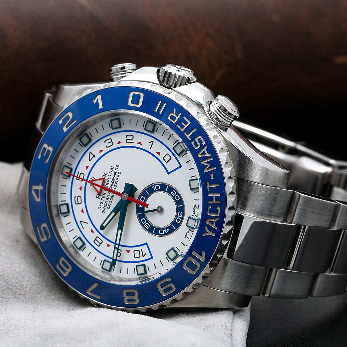 Rolex Yacht-Master II 116680 44MM White Dial Blue Hands With Stainless Steel Bracelet-Rolex-JD Watches NY
