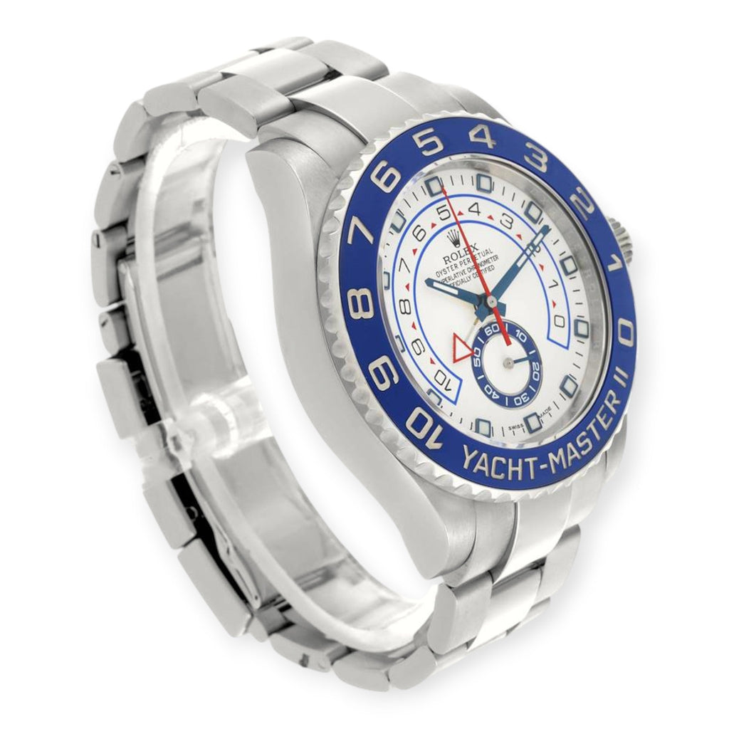 Rolex Yacht-Master II 116680 44MM White Dial Blue Hands With Stainless Steel Bracelet-Rolex-JD Watches NY