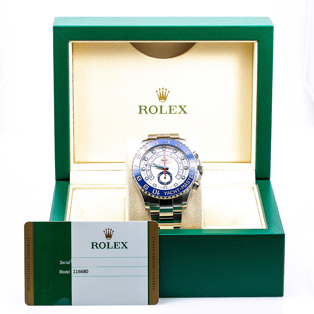 Rolex Yacht-Master II 116680 44MM White Dial Blue Hands With Stainless Steel Bracelet-Rolex-JD Watches NY