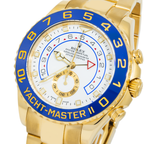 Rolex Yacht-Master II 116688 44mm 18k Yellow Gold White Dial Blue Ceramic Bezel – Mercedes Hands-Rolex-JD Watches NY