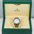 Rolex Yacht-Master II 116688 44mm 18k Yellow Gold White Dial Blue Ceramic Bezel – Mercedes Hands-Rolex-JD Watches NY