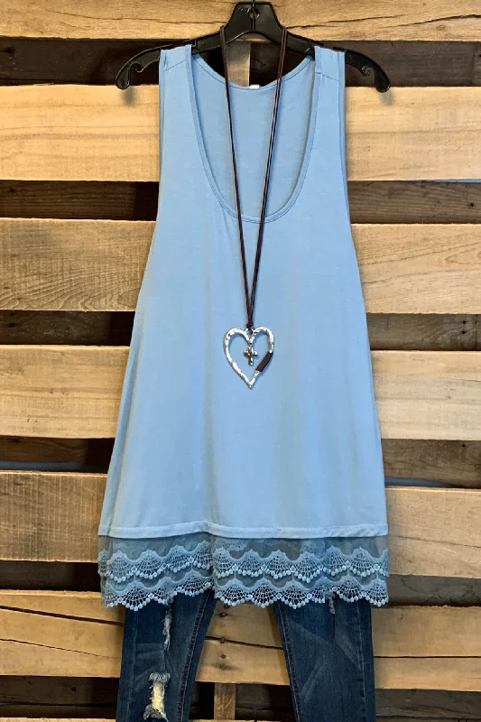 Flowy Fabric Extender: Slip on Tank/Tunic - Steel Blue